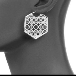 Tory burch hexagon logo earrings